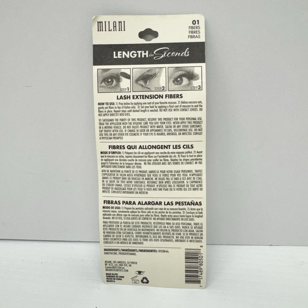 Milani Lenght In Seconds Lash Extension Fibers 01 Brand New